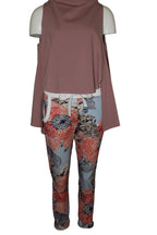 pantalon de wendy trendy con flores orientales y crisantemos 