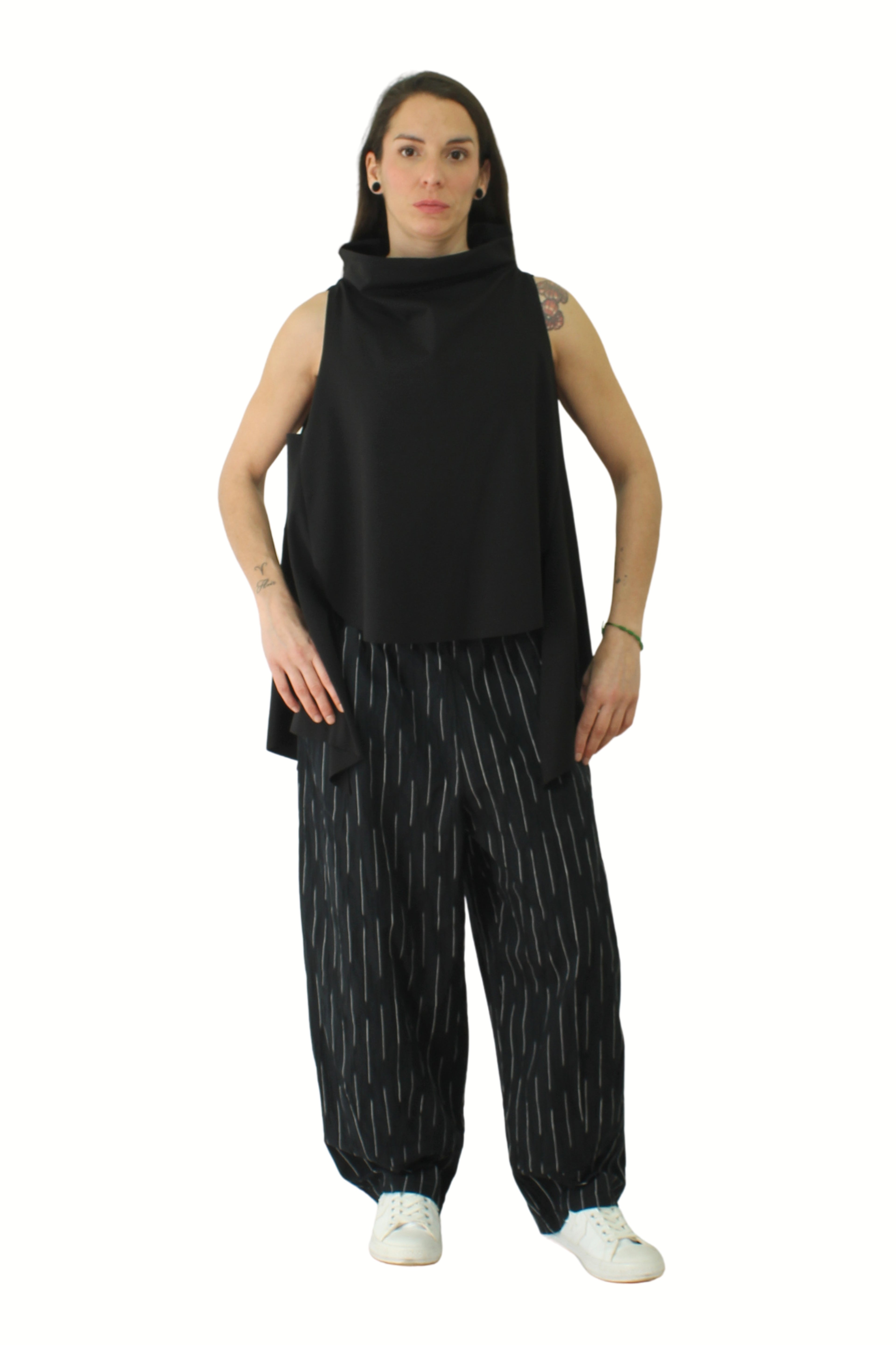 pantalón Wendy trendy rayas verticales en negro