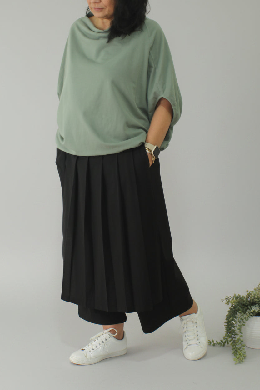pantalon wendy trendy con pareo sobrepuesto de tablas