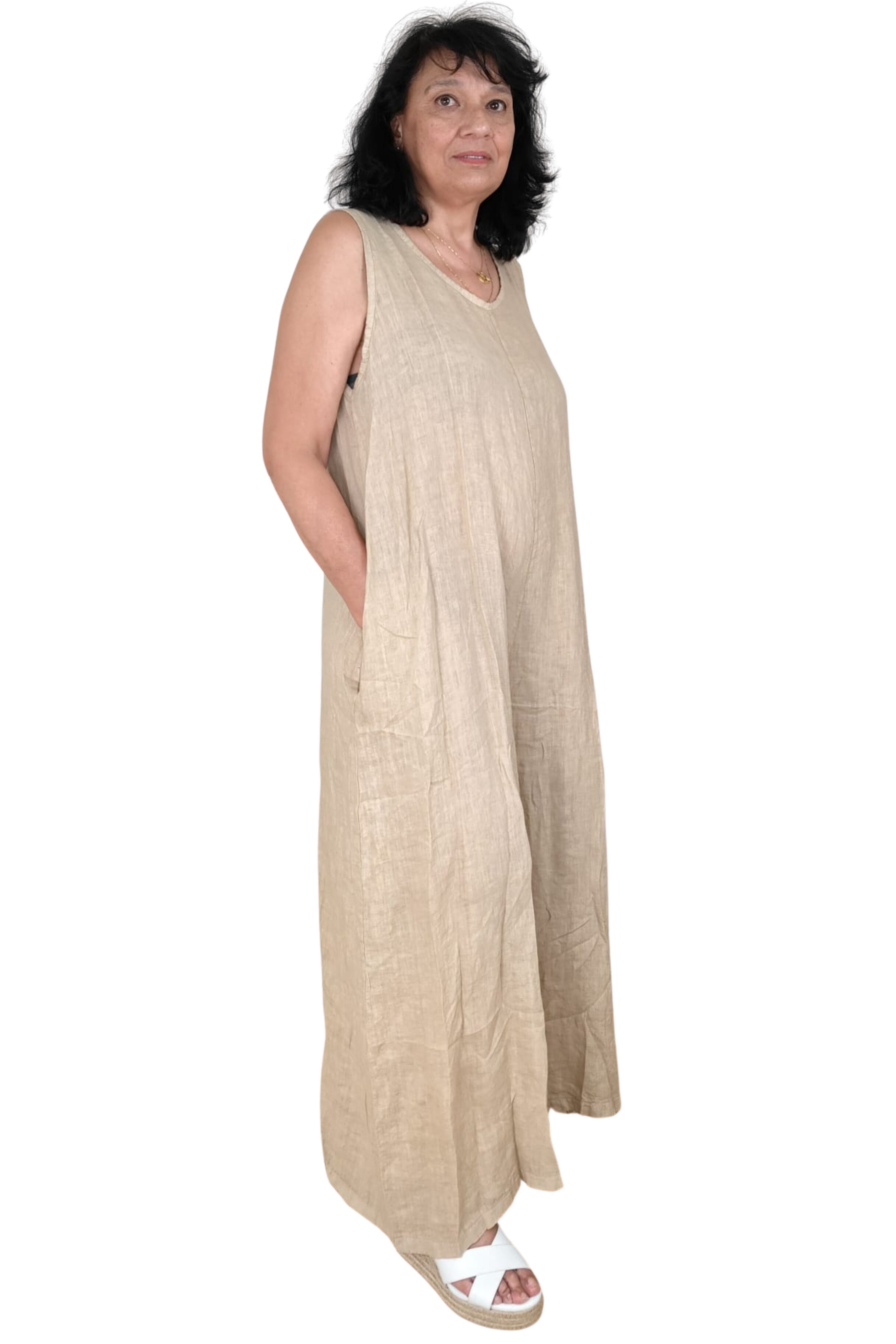 peto de tirantes de jot_madrid en lino tostado 