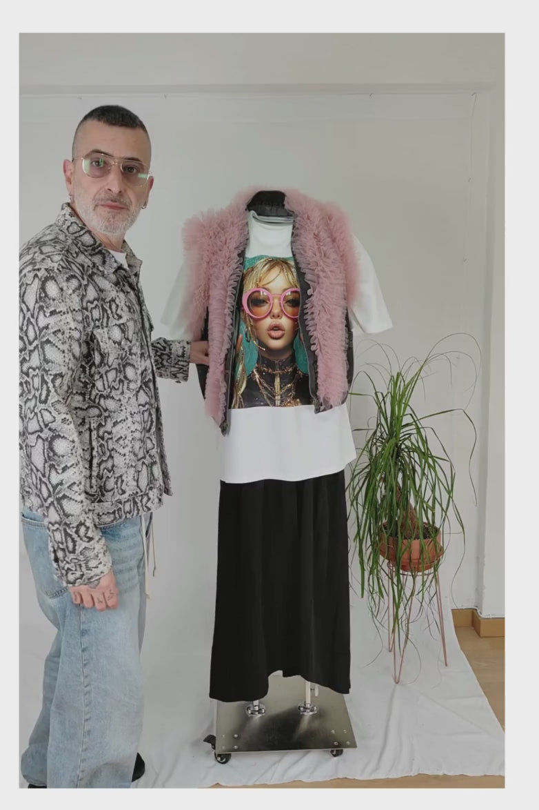 pantalón negro de nefelibata asimétrico y super ancho | YOLYKKE