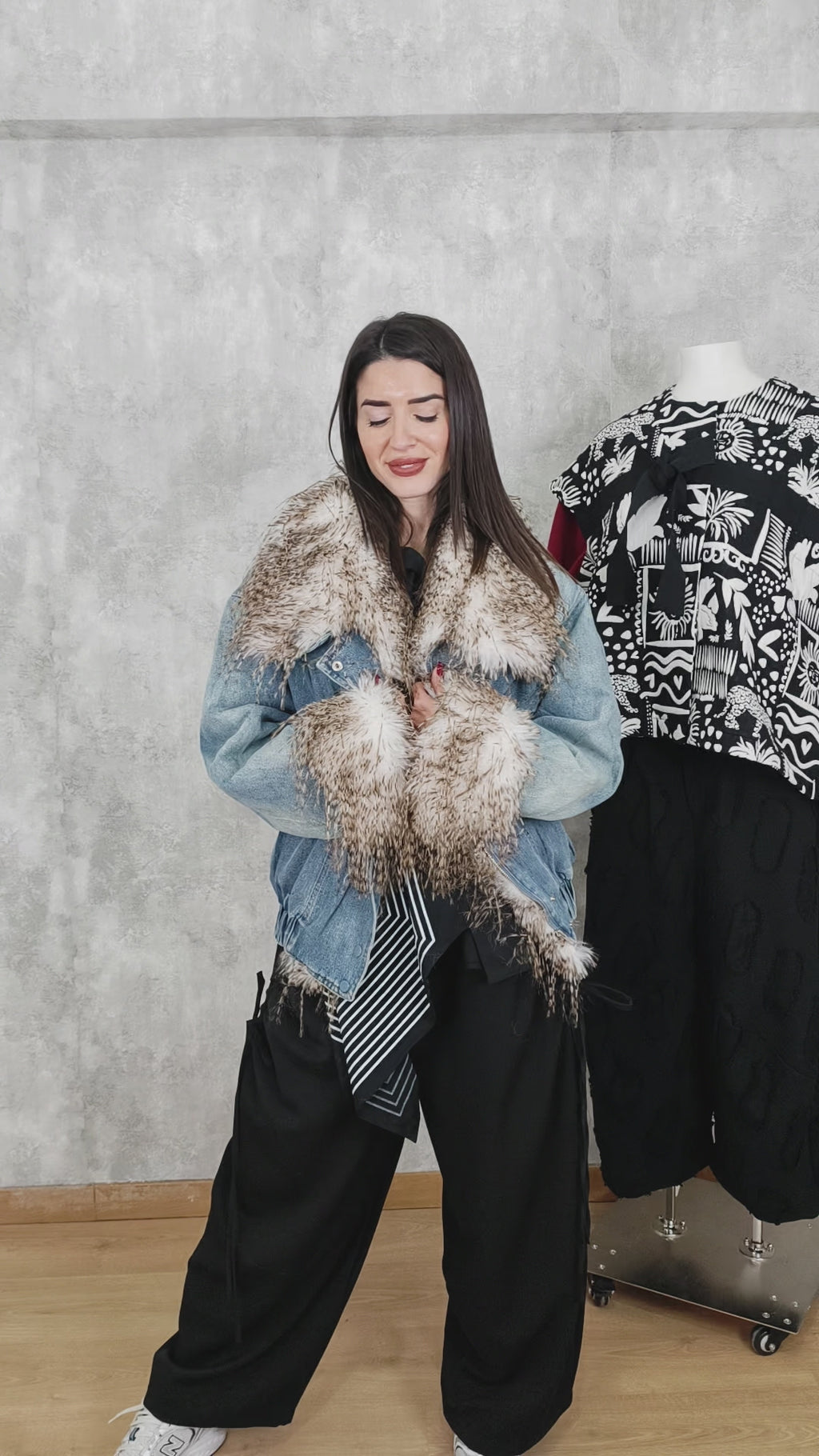 Chaqueta vaquera con pelo desmontable Milano