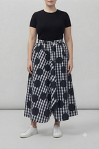 Falda Pantalón Vichy Lunares Maxi Negro Blanco | Nefelibata
