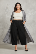Pantaloni Balloon Neri Lisci Cinturilla Elastica Curvy | YOLYKKE