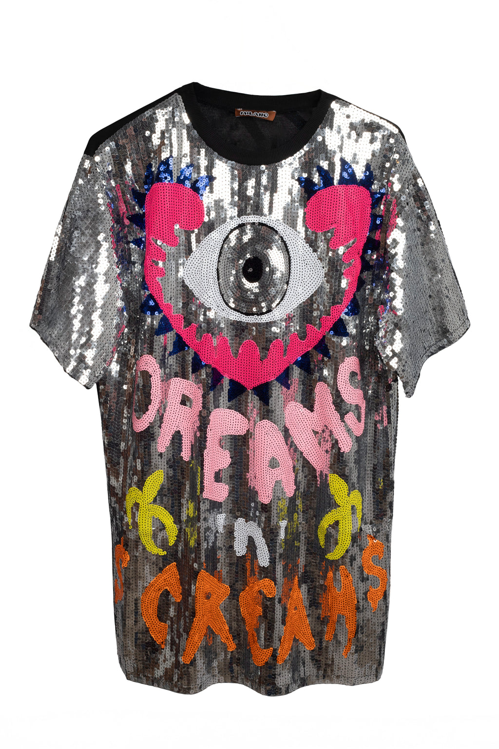 Vestido Camiseta  Lentejuelas Ojo Textos - Jot_Milano