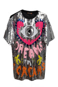 Vestido Camiseta  Lentejuelas Ojo Textos - Jot_Milano