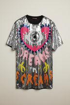 Vestido Camiseta  Lentejuelas Ojo Textos - Jot_Milano