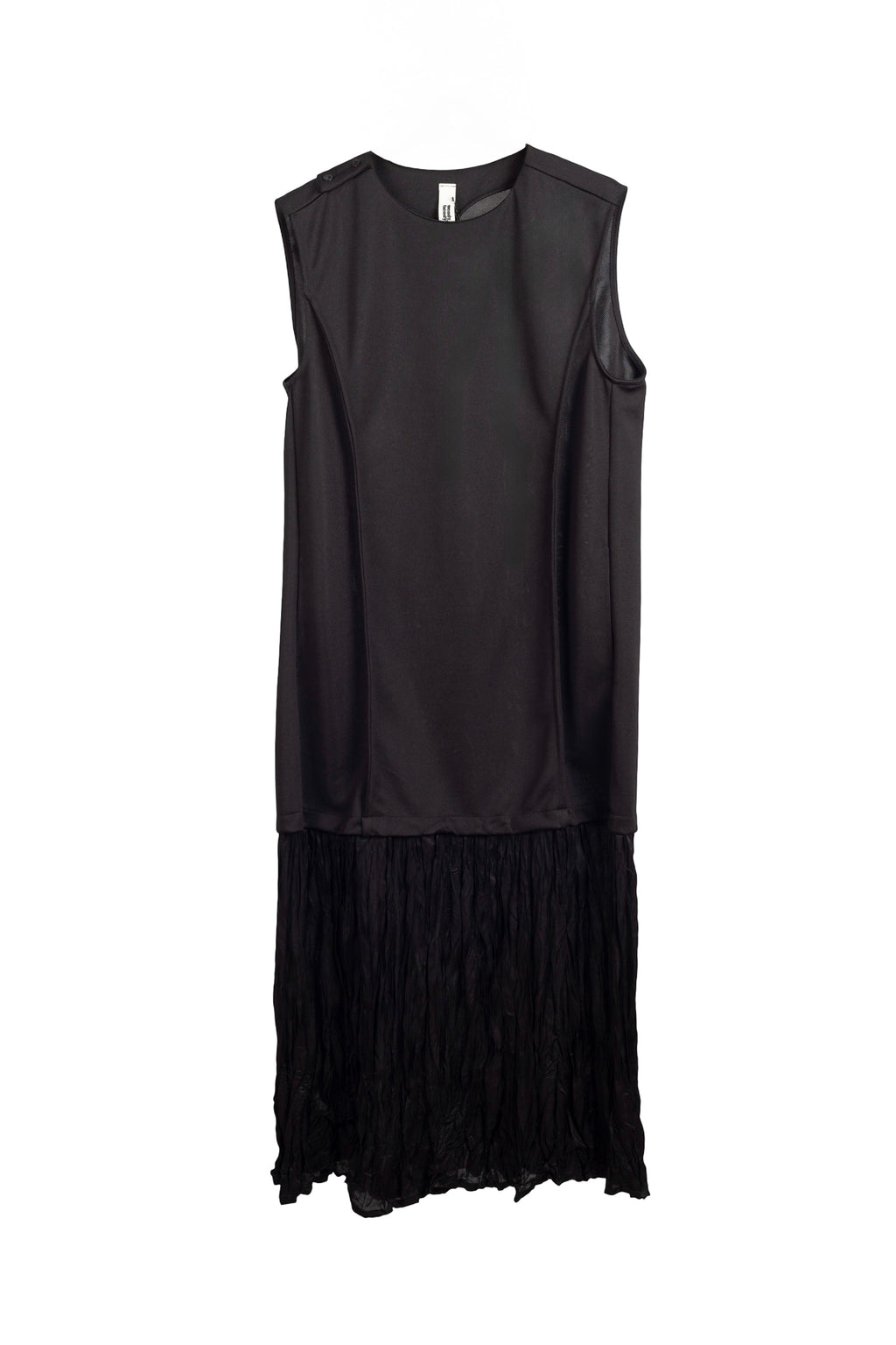 Vestido negro de wendy trendy combinado con falda plisada y sin mangas LYKKE