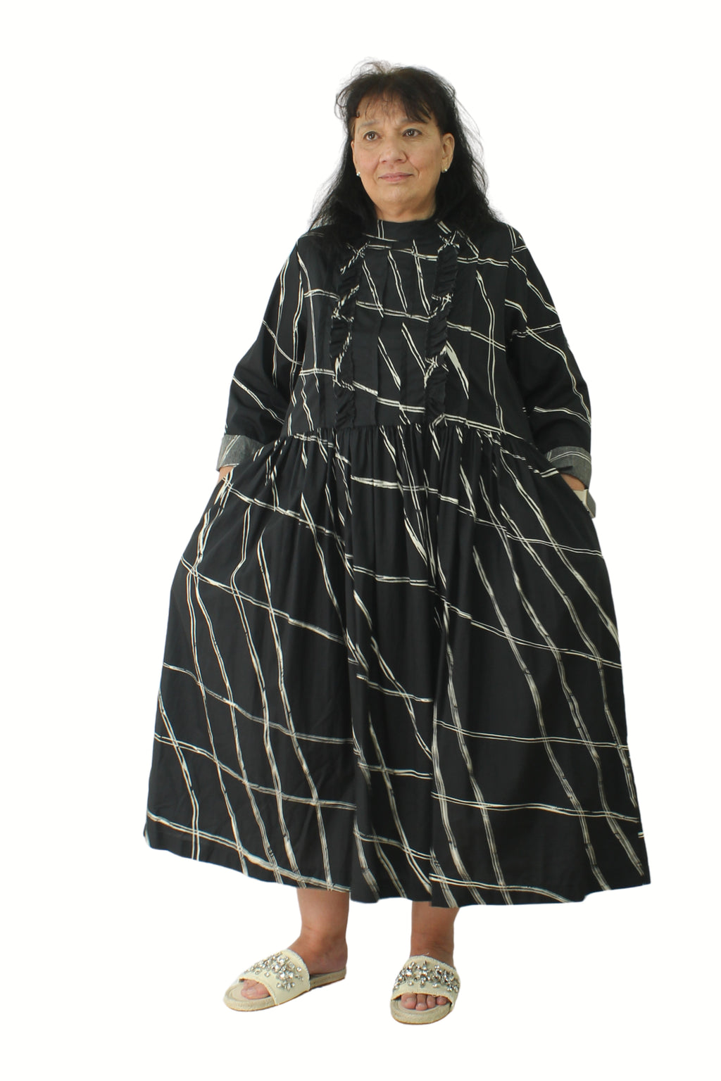 vestido negro de Wendy trendy rizado de la cintutra  elegante