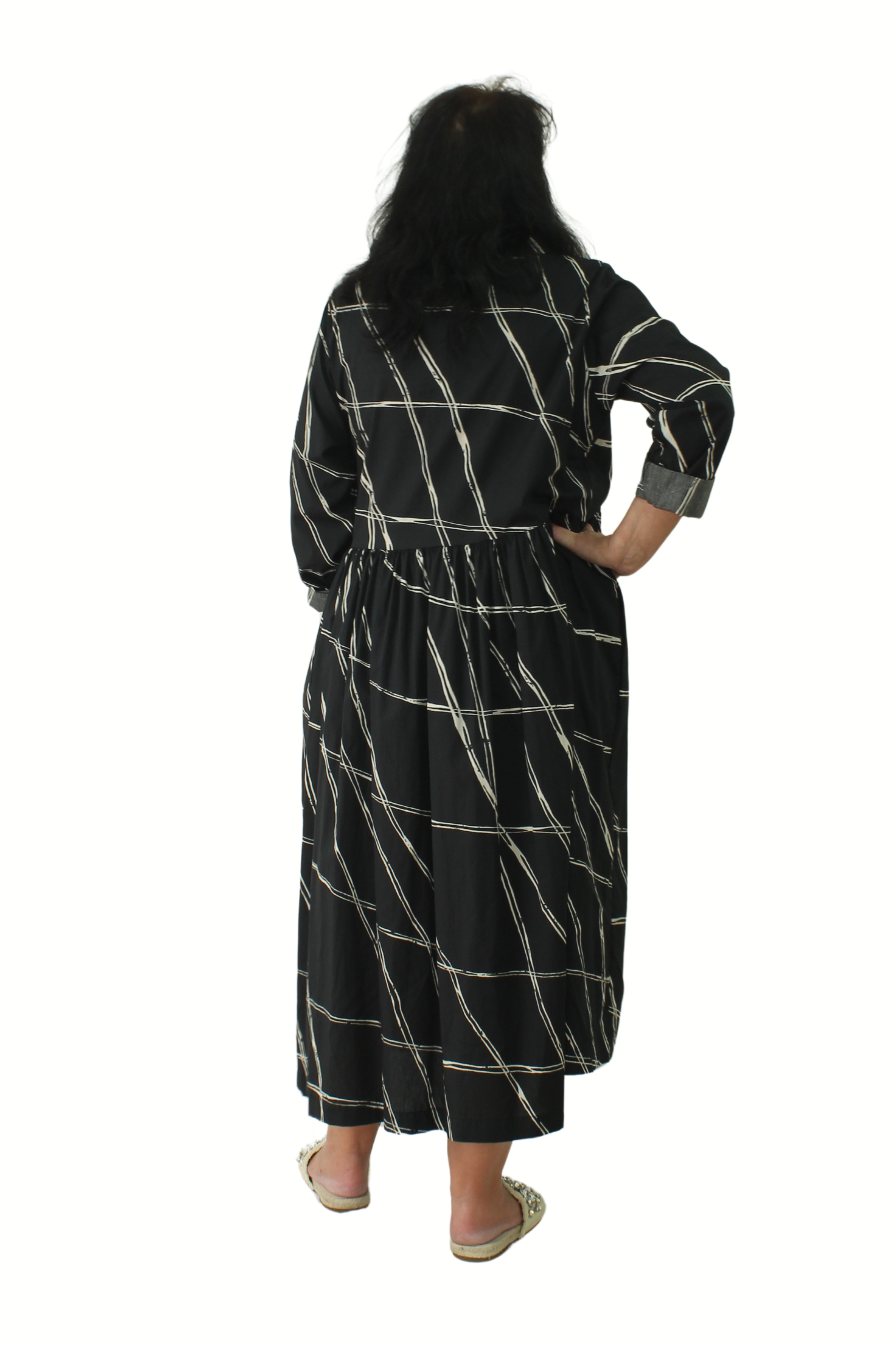 vestido negro de Wendy trendy rizado de la cintutra casual para mujeres fuertes