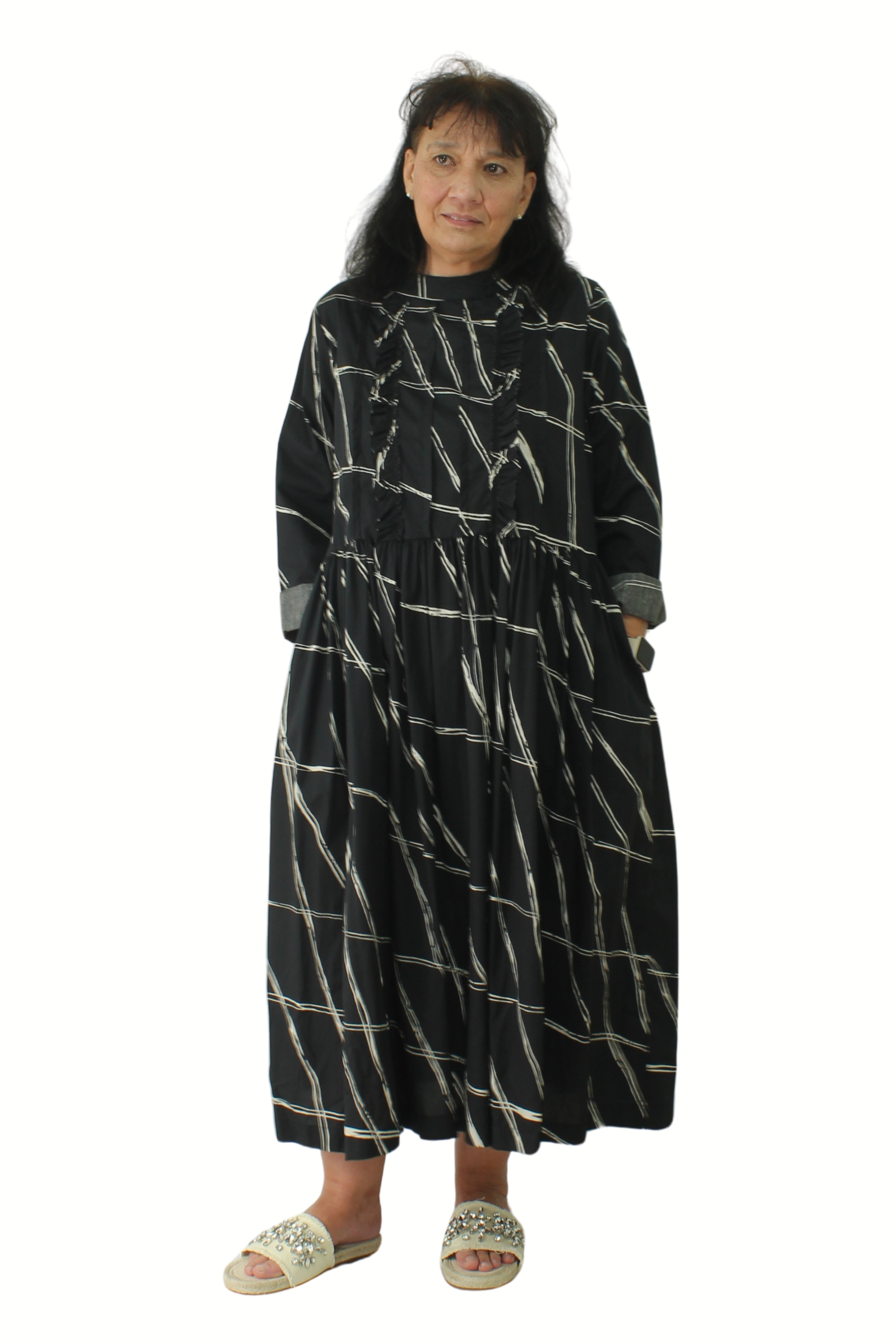 vestido negro de Wendy trendy rizado de la cintutra