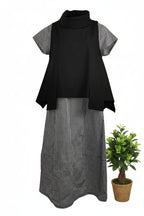vestido wendy trendy vichi negro con chaleco bolsillos