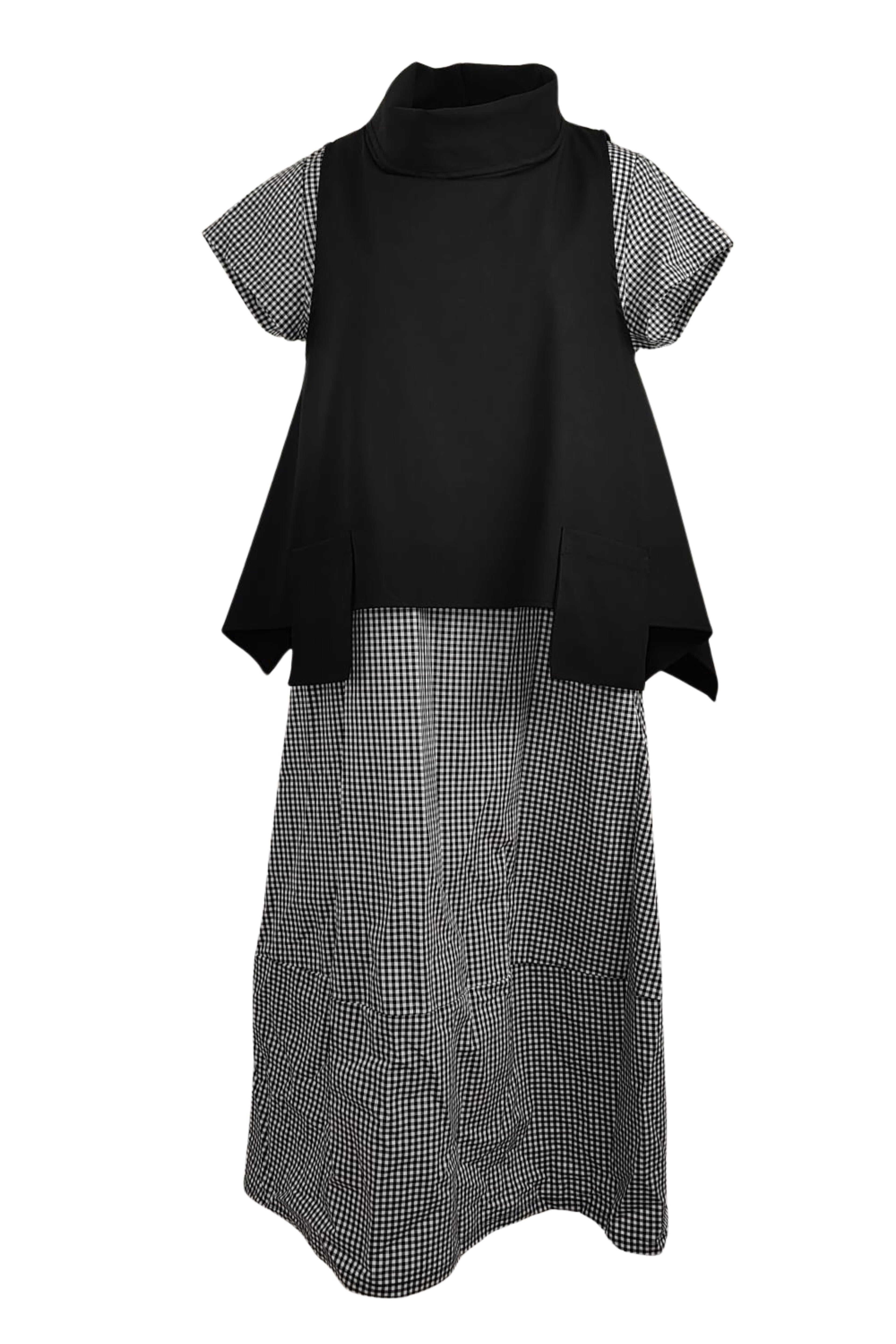 vestido wendy trendy vichi negro con chaleco bolsillos