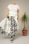 wendy trendy conjunto de falda de lunares con rosas cosidas y volantes con camiseta de lunares a juego