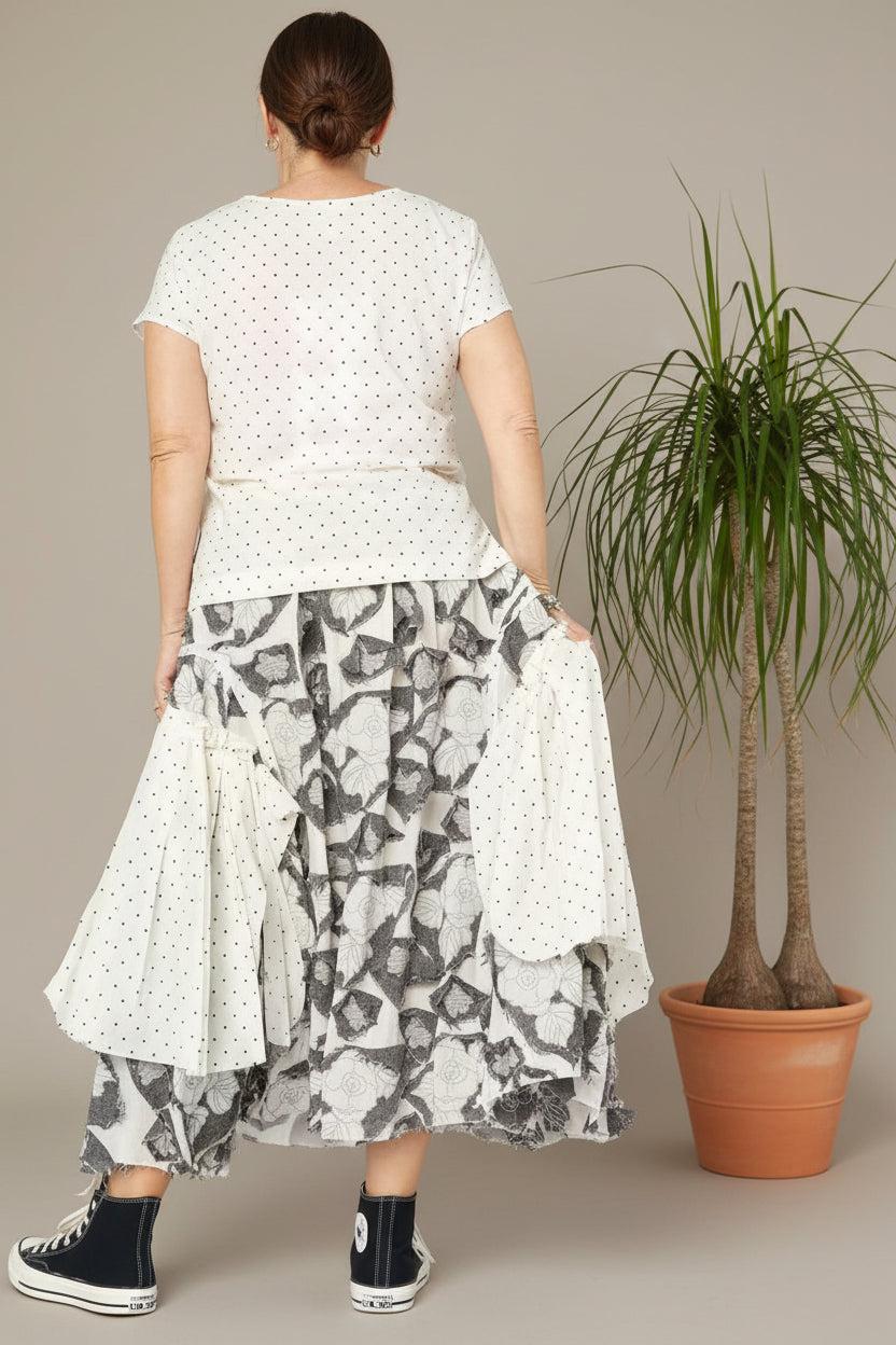 top de lunares de wendy trendy con tira efecto cinturon de botones con manga corta